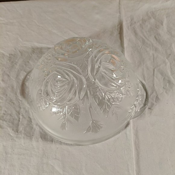 KIG Malaysia Frosted Rose Glass Bowl Serving Candy Dish Clear and frosted, 5" - Picture 5 of 9